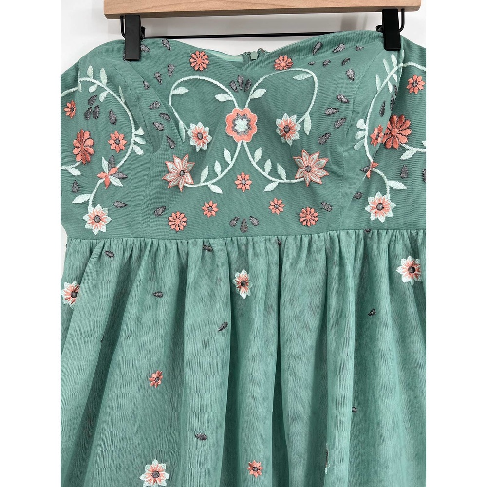 Modcloth Couth & Charismatic Sage Fit & Flare Floral Embroidered Dress Size 2X - Picture 10 of 11